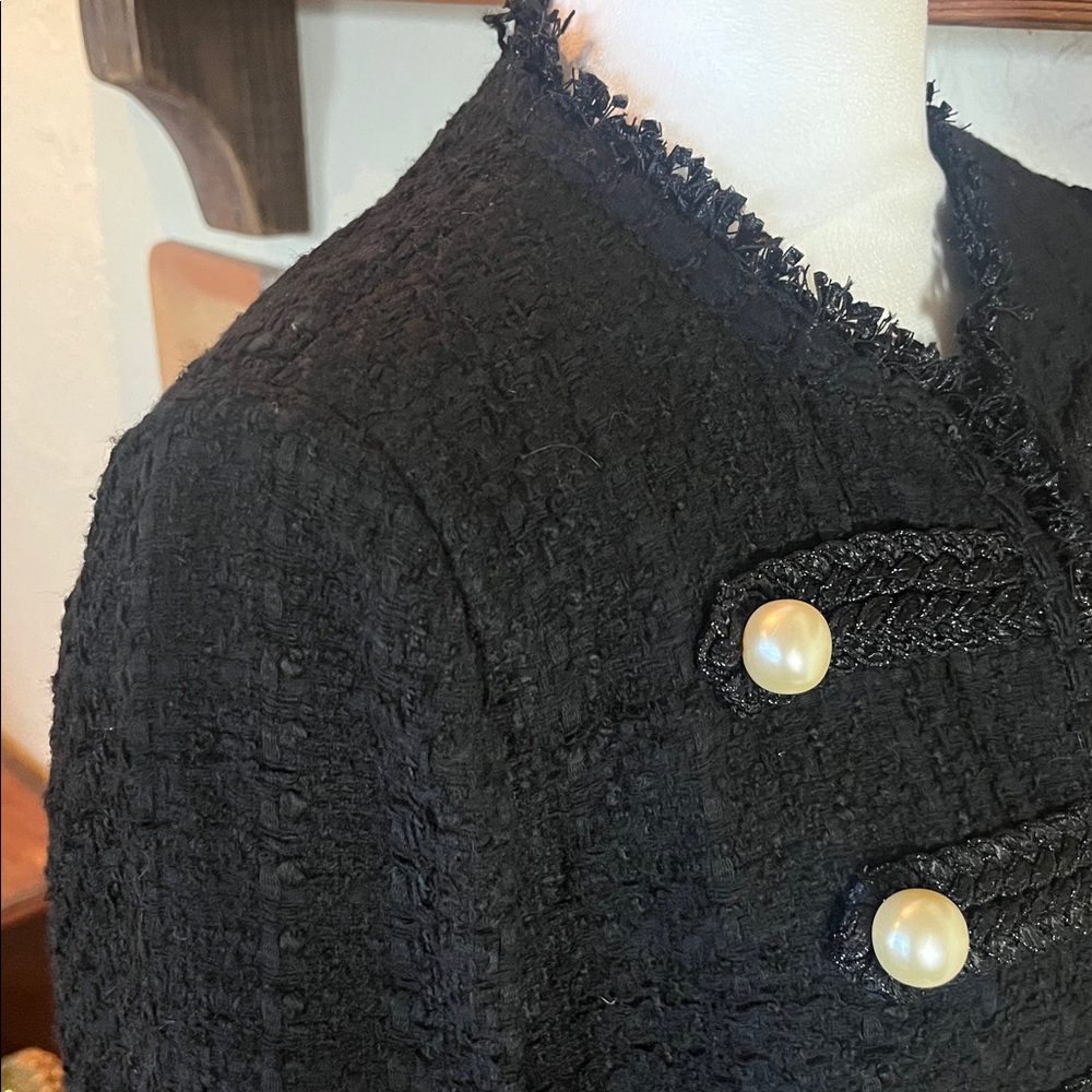 Zara Black Tweed Military Style Open Jacket, size M - Picture 4 of 9